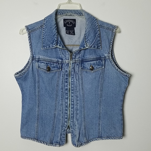 Solutions Tops - Denim zip-up vest
